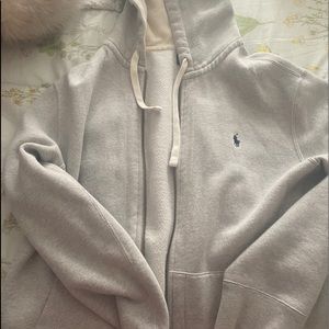 Grey,Blue , and white Mans Polo Zip-up Hoodie/Sweater